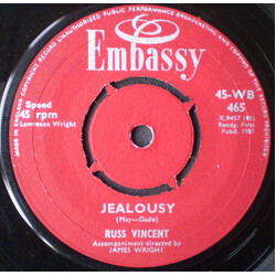 Russ Vincent Jealousy / Hats Of To Larry Vinyl 7" USED