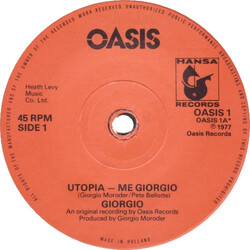 Giorgio Moroder Utopia - Me Giorgio / Too Hot To Handle USED VINYL 7INCH 45 RPM SINGLE