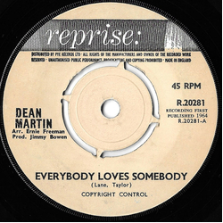 Dean Martin Everybody Loves Somebody Vinyl 7" USED