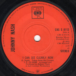 Johnny Nash I Can See Clearly Now USED VINYL 7INCH SINGLE