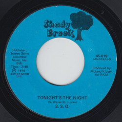The S.S.O. Orchestra Tonight's The Night USED VINYL 7INCH 45 RPM STYRENE