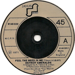 Detroit Emeralds Feel The Need In Me USED VINYL 7INCH 45 RPM SINGLE