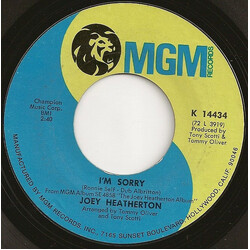 Joey Heatherton I'm Sorry USED VINYL 7INCH 45 RPM SINGLE