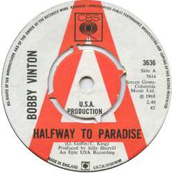 Bobby Vinton Halfway To Paradise USED VINYL 7INCH 45 RPM SINGLE PROMO