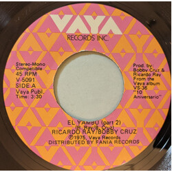 Ricardo Ray & Bobby Cruz El Yambu (Part 2) USED VINYL 7INCH 45 RPM