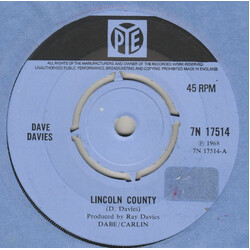 Dave Davies Lincoln County USED VINYL 7INCH SINGLE 45 RPM