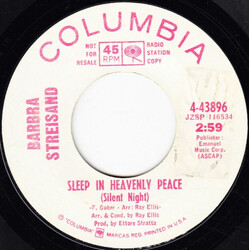 Barbra Streisand Sleep In Heavenly Peace (Silent Night) USED VINYL 7INCH 45 RPM SINGLE PROMO