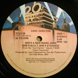 Carl Carlton She's A Bad Mama Jama (She's Built, She's Stacked) VINYL 12" USED