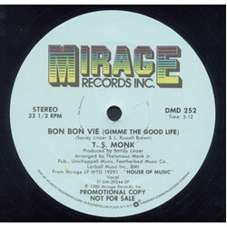 T.S. Monk Bon Bon Vie (Gimme The Good Life) USED VINYL 12INCH 33 S RPM PROMO
