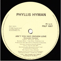 Phyllis Hyman Ain't You Had Enough Love USED VINYL 12INCH 45 RPM