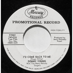 Donny Young / The Merry Melody Singers I'd Come Back To Me USED VINYL 7INCH 45 RPM SINGLE PROMO