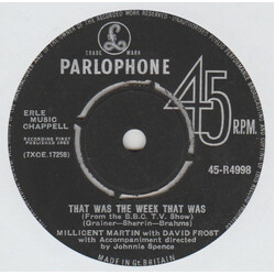 Millicent Martin / David Frost That Was The Week That Was USED VINYL 7INCH SINGLE