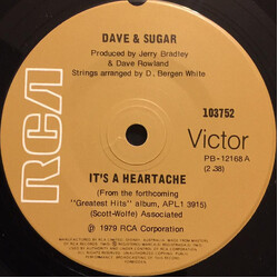 Dave And Sugar It's A Heartache USED VINYL 7INCH 45 RPM SINGLE