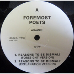 Foremost Poets Reasons To Be Dismal? USED VINYL 12INCH ADVANCE PROMO