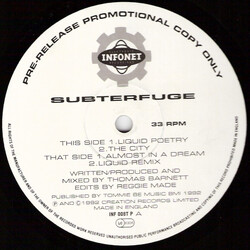 Subterfuge Liquid Poetry USED VINYL 12INCH PROMO 33 S RPM