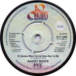 Barry White It's Ecstasy When You Lay Down Next To Me USED VINYL 7INCH 45 RPM SINGLE