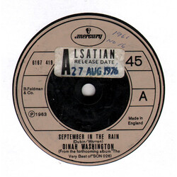 Dinah Washington September In The Rain USED VINYL 7INCH 45 RPM
