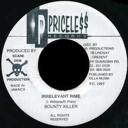 Bounty Killer Irrelevant Rime USED VINYL 7INCH 45 RPM