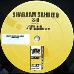 Shabaam Sahdeeq 3-D USED VINYL 12INCH 33 S RPM PROMO