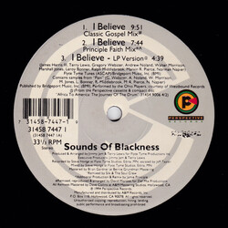Sounds Of Blackness I Believe VINYL 12" USED