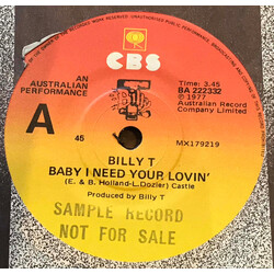 Billy T Baby I Need Your Lovin' USED VINYL 7INCH 45 RPM SINGLE