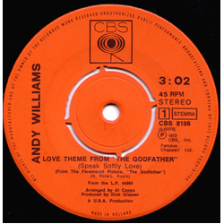 Andy Williams Love Theme From "The Godfather" (Speak Softly Love) Vinyl 7" USED