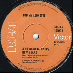 Tommy Leonetti A Handful Of Happy New Years USED VINYL 7INCH 45 RPM SINGLE