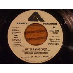 Melissa Manchester Just Too Many People USED VINYL 7INCH 45 RPM SINGLE PROMO