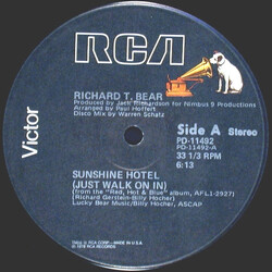 Richard T. Bear Sunshine Hotel (Just Walk On In) USED VINYL 12INCH 33 S RPM SINGLE