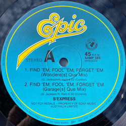 S'Express Find 'Em, Fool 'Em, Forget 'Em USED VINYL 12INCH 45 RPM SINGLE PROMO