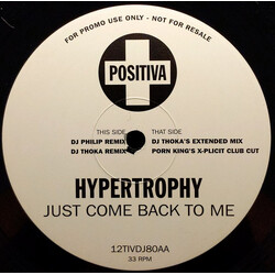 Hypertrophy Just Come Back To Me USED VINYL 12INCH 33 S RPM PROMO