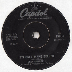 Glen Campbell It's Only Make Believe Vinyl 7" USED