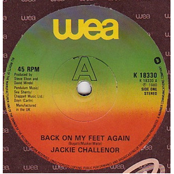 Jackie Challenor Back On My Feet Again Vinyl 7" USED