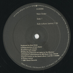 New Order Sub-Culture USED VINYL 12INCH 45 RPM SINGLE