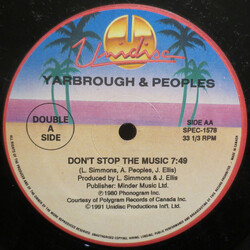 Yarbrough & Peoples / The Gap Band Don't Stop The Music / You Dropped A Bomb On Me VINYL 12" USED