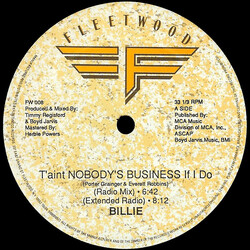 Billie T'aint Nobody's Business If I Do USED VINYL 12INCH 33 S RPM
