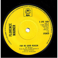 Florence Warner For No Good Reason USED VINYL 7INCH 45 RPM SINGLE