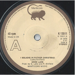 Greg Lake I Believe In Father Christmas VINYL 7" USED
