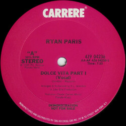 Ryan Paris Dolce Vita USED VINYL 12INCH 33 S RPM PROMO