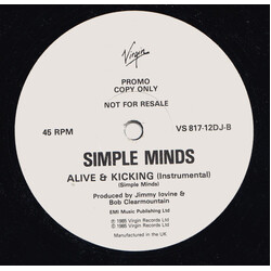 Simple Minds Alive & Kicking USED VINYL 12INCH 45 RPM MISPRINT PROMO