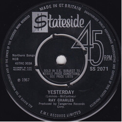 Ray Charles Yesterday USED VINYL 7INCH 45 RPM SINGLE
