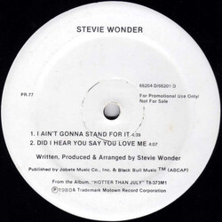 Stevie Wonder I Ain't Gonna Stand For It / Did I Hear You Say You Love Me / All I Do / Do Like You USED VINYL 12INCH 33 S RPM PROMO