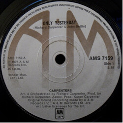 Carpenters Only Yesterday USED VINYL 7INCH 45 RPM SINGLE