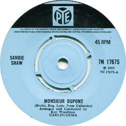 Sandie Shaw Monsieur Dupont Vinyl 7" USED