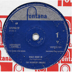 The Rooftop Singers Walk Right In Vinyl 7" USED