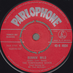 The Temperance Seven Runnin' Wild Vinyl 7" USED
