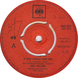 Andy Williams If Ever I Would Leave You USED VINYL 7INCH SINGLE