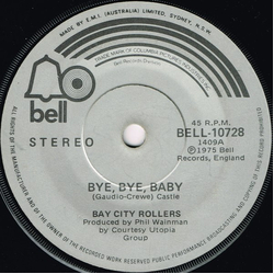 Bay City Rollers Bye Bye Baby Vinyl 7" USED