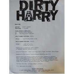 Dirty Harry (10) Gotta Release USED VINYL 12INCH 33 S RPM WHITE LABEL