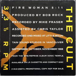 The Cult Fire Woman USED VINYL 12INCH 33 S RPM SINGLE PROMO